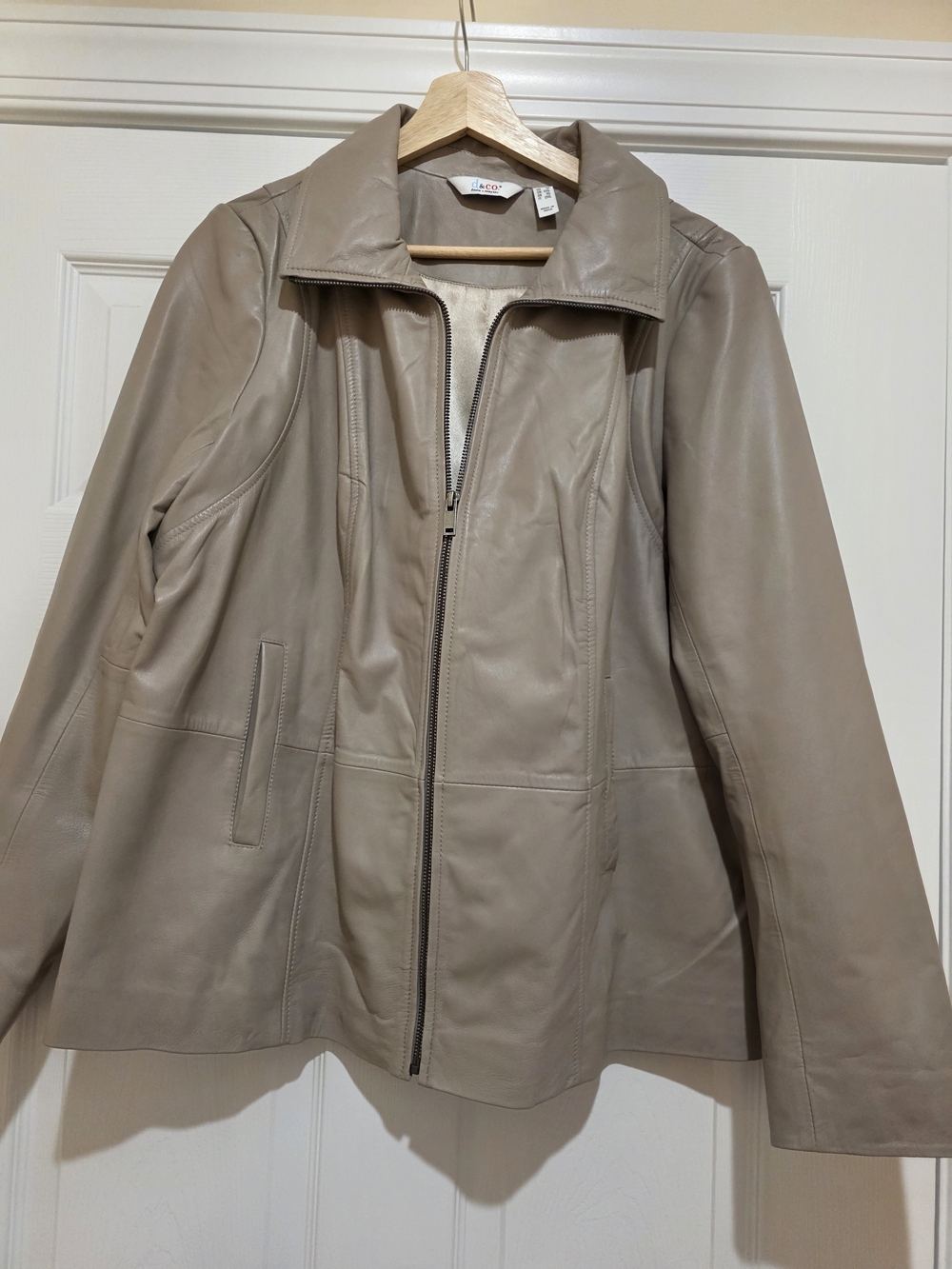 Denim&Co Taupe Beige Leather Zip Jacket Size 1X